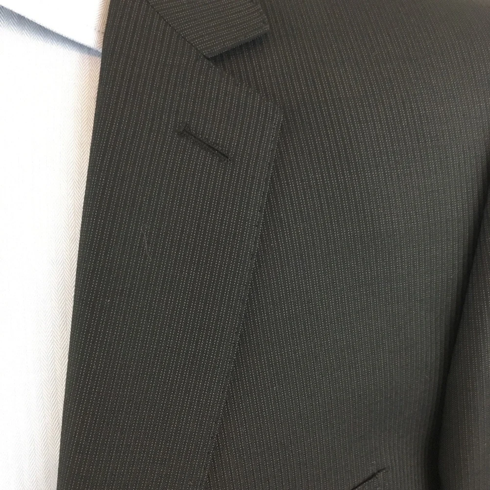Dkny mens suit black gray stripes 42r 100% wool 2 piece 2 button new nwt ea0051